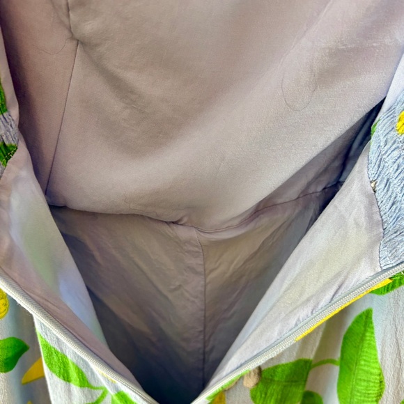 Anthropologie x Maeve Lemon Grove Strapless Lemon-Blue Wide-Leg Jumpsuit size 6 - Picture 12 of 14